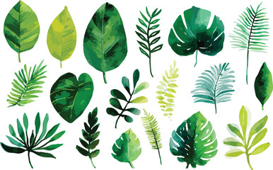 Naklejka premium Seamless green leaves pattern background with natural botanical foliage design