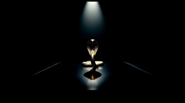 Golden Cobra on Black Conference Table &mdash; Corporate Hostile Takeover Concept