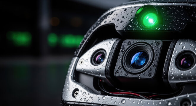 Autonomous vehicles use advanced camera sensors for regulation and safety various weather conditions including rain droplets
