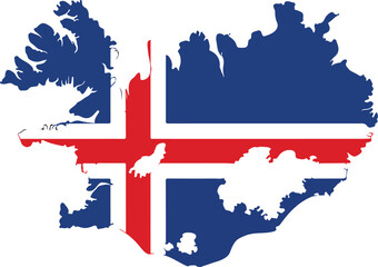 Fototapeta premium Map of iceland with the national flag pattern
