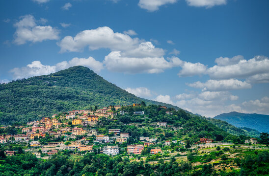 Picturesque Hillside Village of Sessarego Nestled in the Lush Mountains of Bogliasco Italy