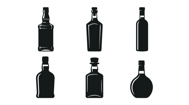 Black silhouette bottles on for design