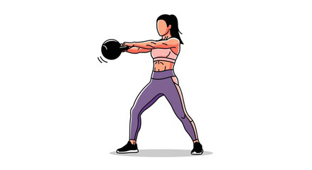 Obraz premium Woman performing kettlebell swing exercise for fitness.