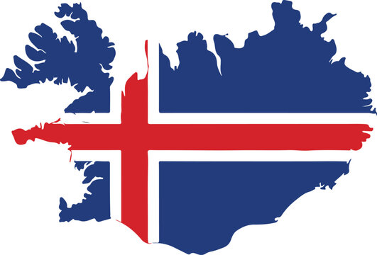 iceland map flag national tricolor geographic identity design