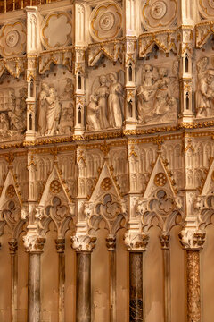 Architectural detail under the "Organ of the Emperor" in the transept of the cathedral at Toledo.