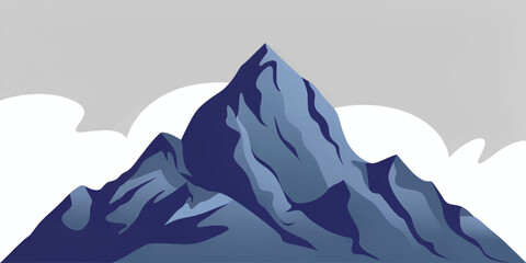 High mountain peak covered in white snow and ice under a blue sky with winter clouds and a cold glacier sea in a vector landscape illustration © RazuAhmed