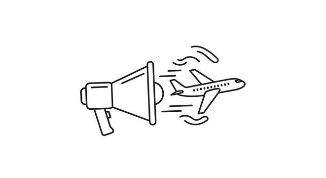 Airplane Sound Amplified by Megaphone Icon.