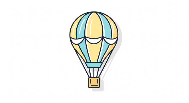 Colorful Hot Air Balloon Illustration Isolated on White Background.