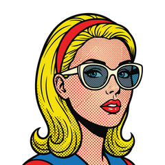 Retro Pop Art Blonde Woman Portrait
