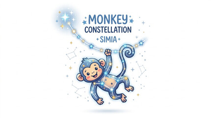Cute cartoon monkey constellation simia zodiac animal. © garen