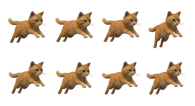 adorable tabby cats leaping in multiple positions on a solid white background fun marketing content