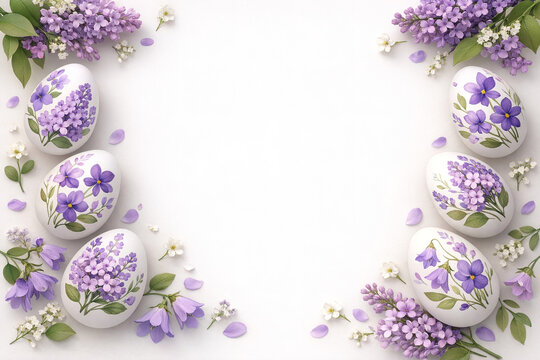 Purple Eggs with Flowers and Greenery