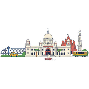 Kolkata India Landmark Flat Design