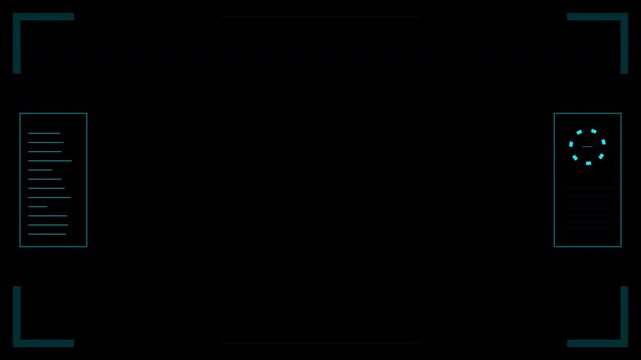 Futuristic Heads-Up Display Interface Animation Showcasing Dynamic Data Visualization and Tech-Motif Motion Video