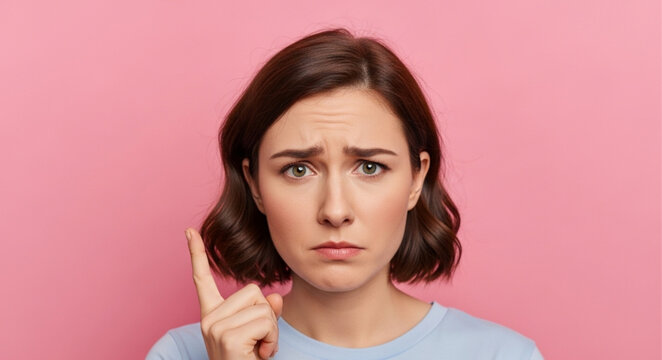 Woman with Finger Raised Expression.