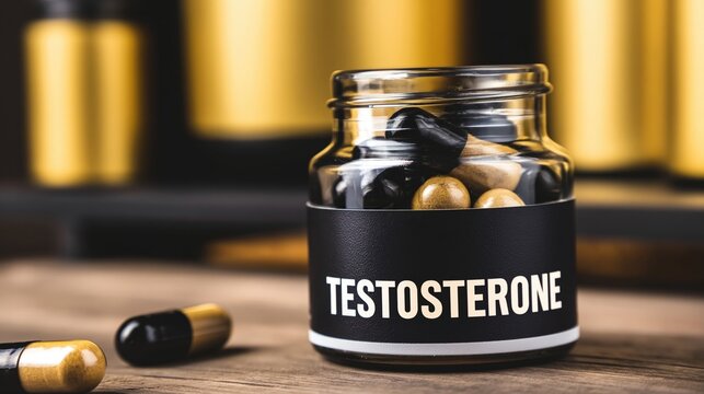 Testosterone Supplements in Stylish Glass Jar