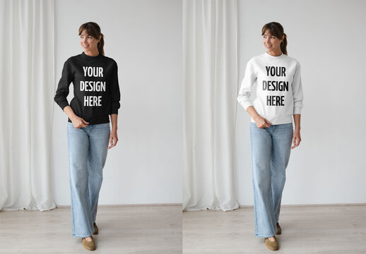 Mockup Of Woman In Customized Sweatshirt, Full Length