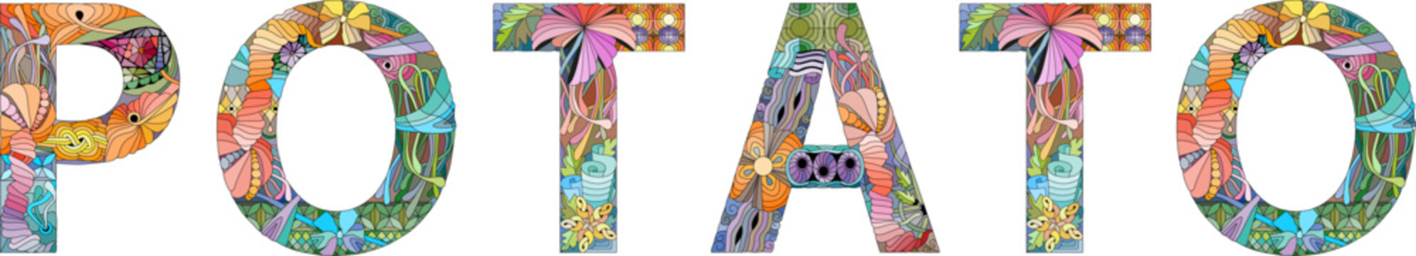 Word POTATO. Vector decorative zentangle object for any purpose