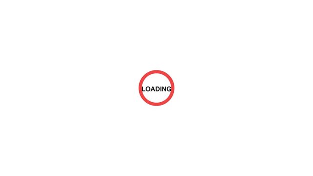 Animated Red Circular Loading Progress Bar with Central Text on White Background for Website Buffering and Software Update Status