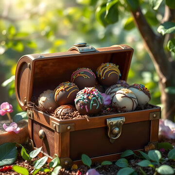 Deliciosas trufas brillantes en un tesoro de fantas&iacute;a