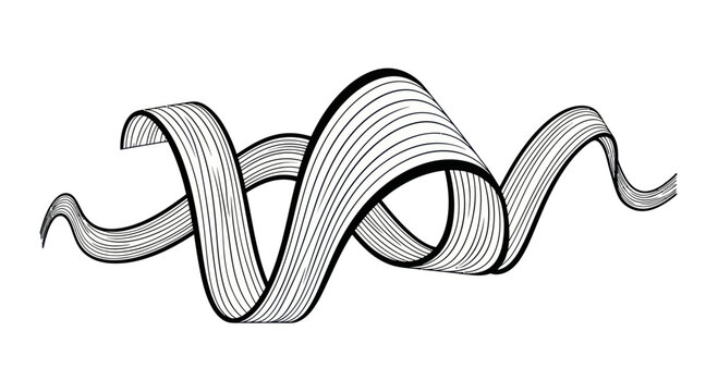 Abstract Wavy Ribbon with Parallel Lines