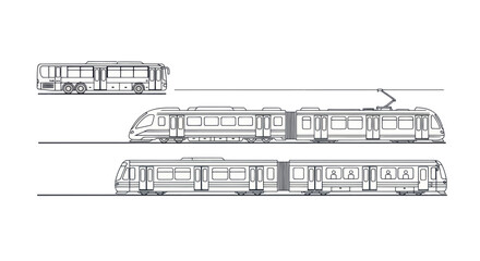 Modern Public Transport Line Art: Train and Bus © nanas