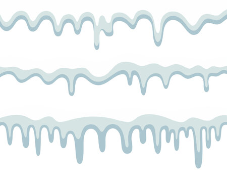 Hand drawn snow drip borders set