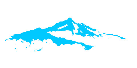 3d vector illustration of a mountain landscape with a geographic map outline and silhouette design representing a world continent state or nation © Abdul