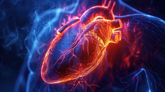 Angina Pectoris heart disease medical concept, chest pain and coronary artery disorder, cardiovascular system problem, myocardial ischemia, heart attack risk, human circulatory system anatomy