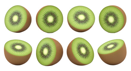 Fototapeta premium eight sliced kiwi fruit halves on a white surface the interior healthy eating visuals