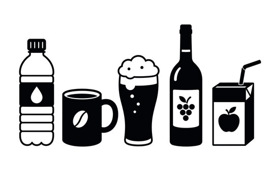Beverage Drink Icons Lineup.