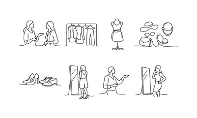 Obraz premium Fashion and style illustrations showing clothing, accessories, and shopping experiences