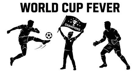 Obraz premium Soccer players in action during a championship game with a cheering fan holding a flag