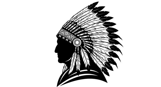 Native American Indian Chief Head.