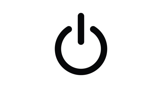 Black power button icon on a white background simple graphic silhouette high quality