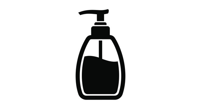Soap dispenser bottle with pump black silhouette on white background high quality professional