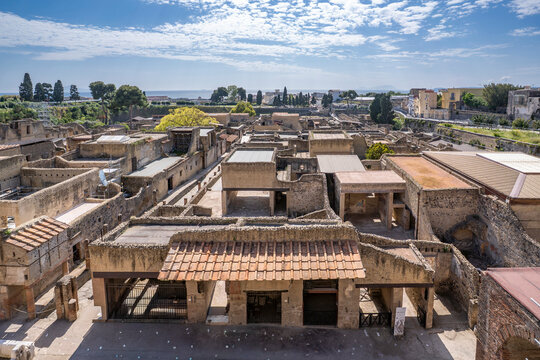 Herculaneum Ancient City view that Roman town buried in the eruption of Mount Vesuvius of Italy