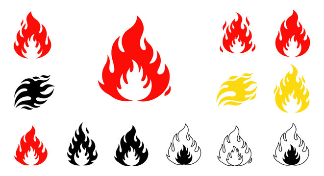 Collection of flame icons and symbols.