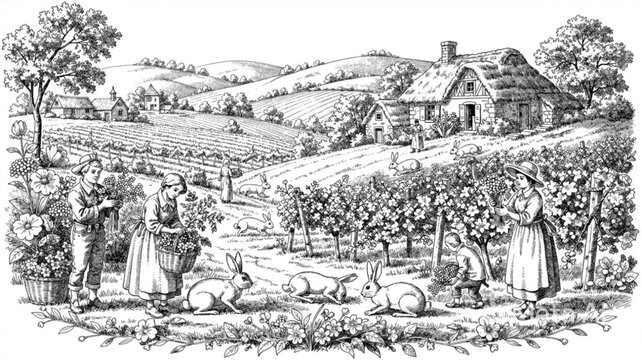 Women working in vineyard together.