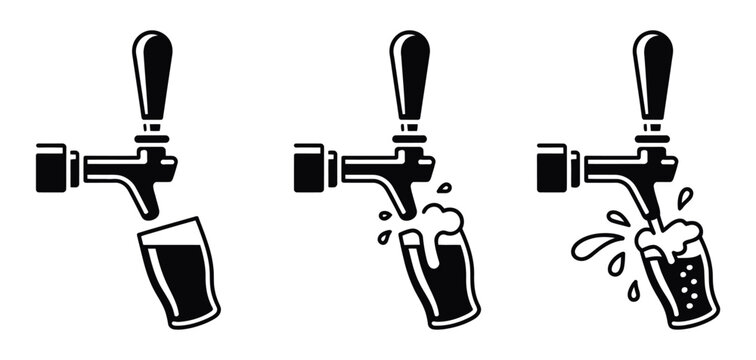 Cartoon Beer Tap vector illustration with draft beer dispenser handles brewery pub and October fest festival equipment concept design.