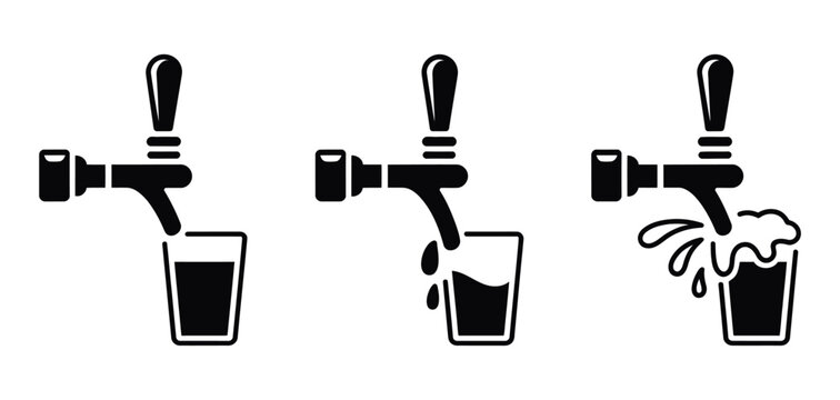 Cartoon Beer Tap vector illustration with draft beer dispenser handles brewery pub and October fest festival equipment concept design.