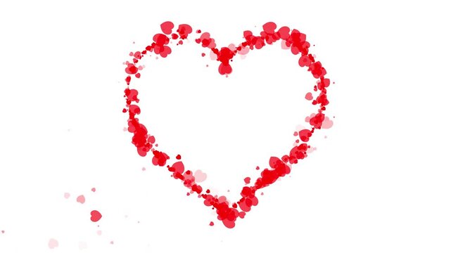 Magical Love Trail Animation with Glowing Heart Icons and Glitter. Romantic Heart Particle Trail with Sparkly Glitter Effects for Wedding.