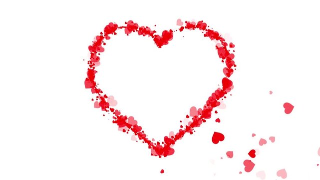 Magical Love Trail Animation with Glowing Heart Icons and Glitter. Romantic Heart Particle Trail with Sparkly Glitter Effects for Wedding.