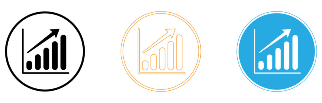 Growing business growth trend icons set isolated on transparent background, Vector