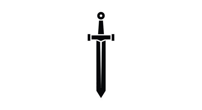 Black sword silhouette against a white background simple weapon design silhouette high quality