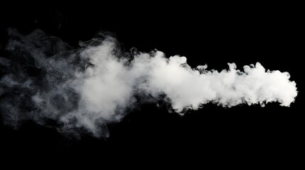 Fototapeta premium Wisps of white smoke trail across a stark black background