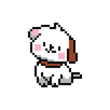 Cute illustration pixel art character dog creative