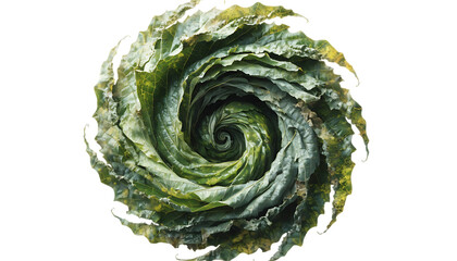 Obraz premium Green leaf storm isolated on dramatic wind motion cut out isolated on white background PNG. AI GENERATED.