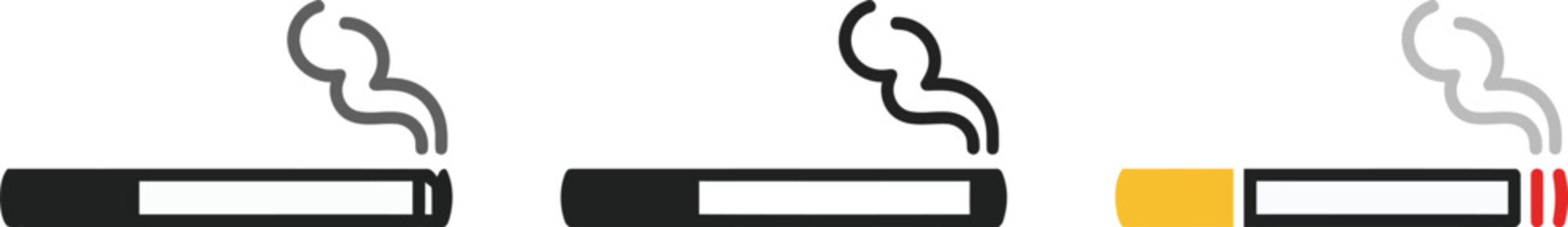 Cigarette icons with smoke, filter and ember details.