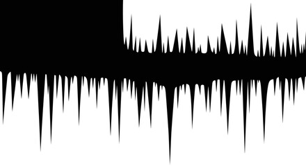 Sound wave pattern with black and white audio signal graphic © Kamola